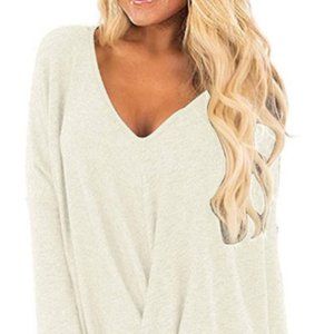 Women's solid long sleeve casual loose knit shirt